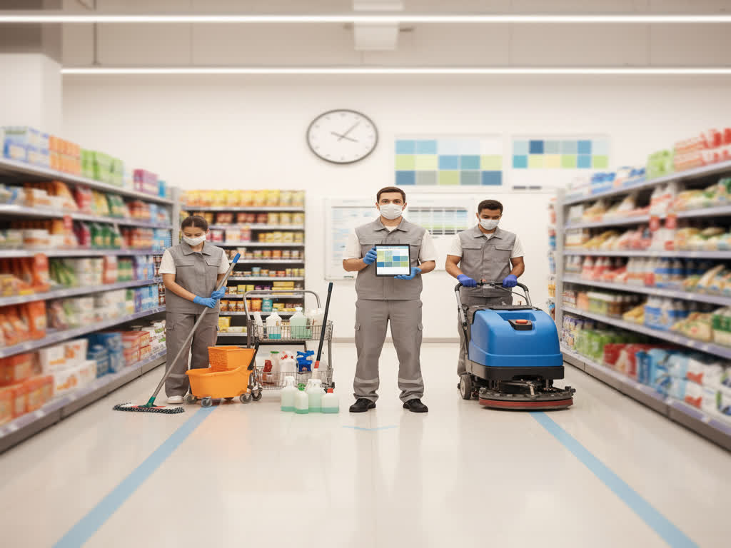 Carro de limpieza con código de color y checklist en hotel